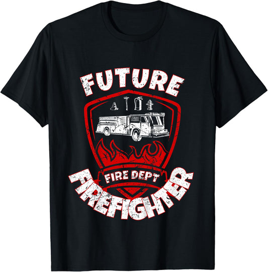 Future Firefighter Cute Kids Firetruck Fireman T-Shirt - T-Shirt | Black