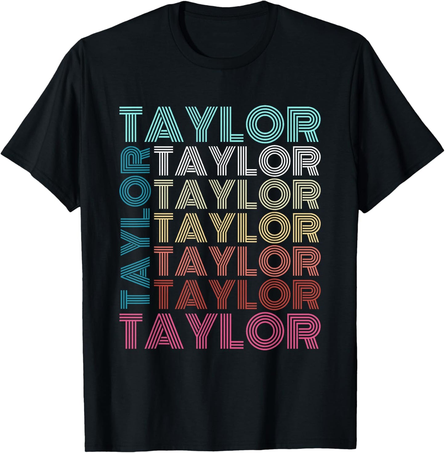 Taylor Girl First Name Boy Retro Personalized Groovy 80's T-Shirt - T-Shirt | Black