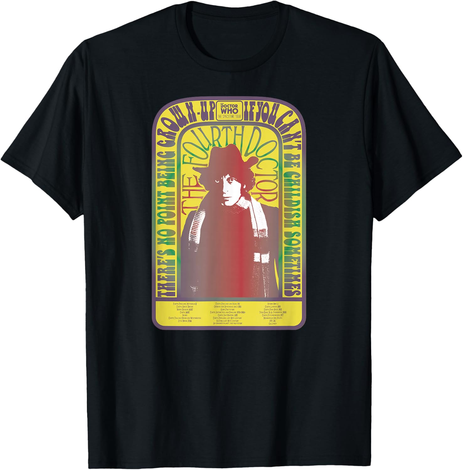 Spacetime-Tour 4th Doctor Baker Retro Time Travel T-Shirt - T-Shirt | Black