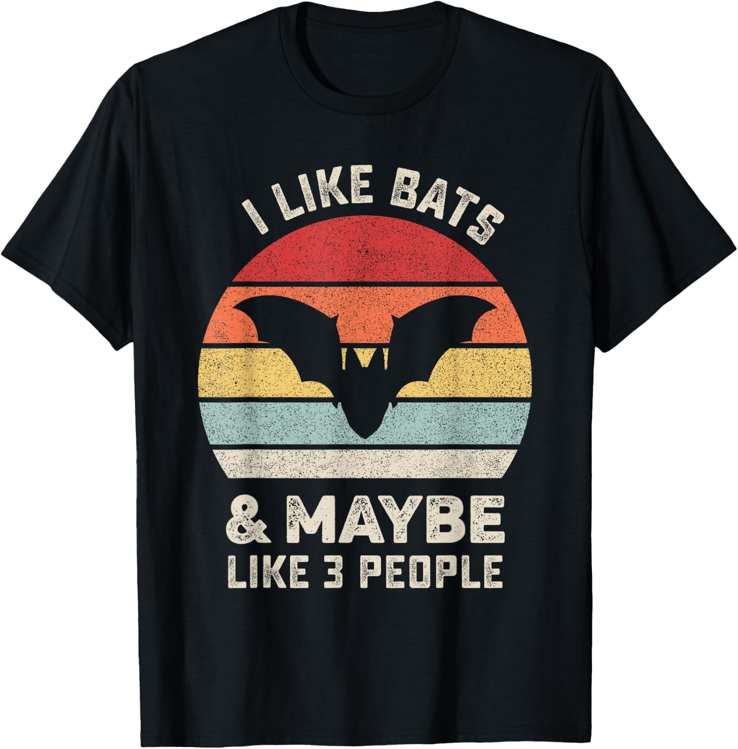 Retro I Like Bats Shirt Animal Bat Lover Gift Vintage T-Shirt - T-Shirt | Black