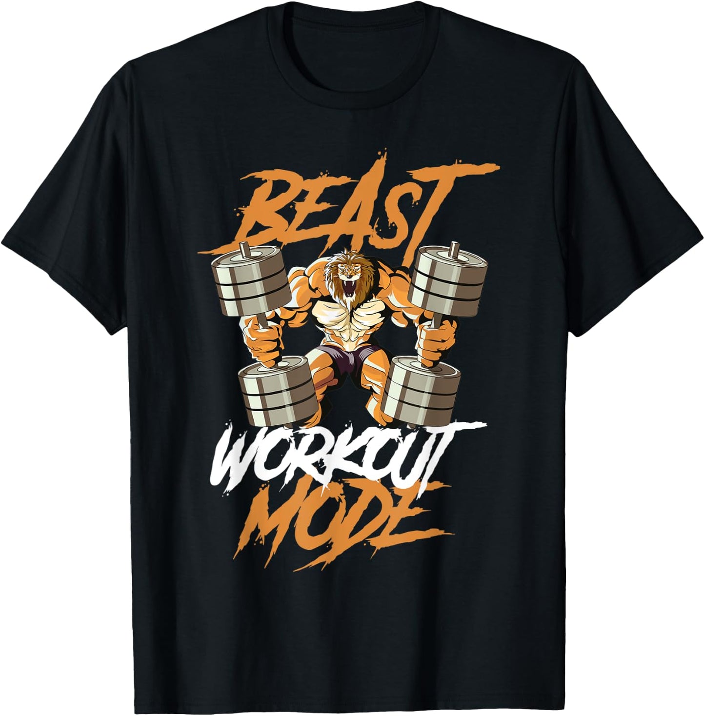 Lion Beast Workout Mode Lifting Weights Muscle Fitness Gym T-Shirt - T-Shirt | Black