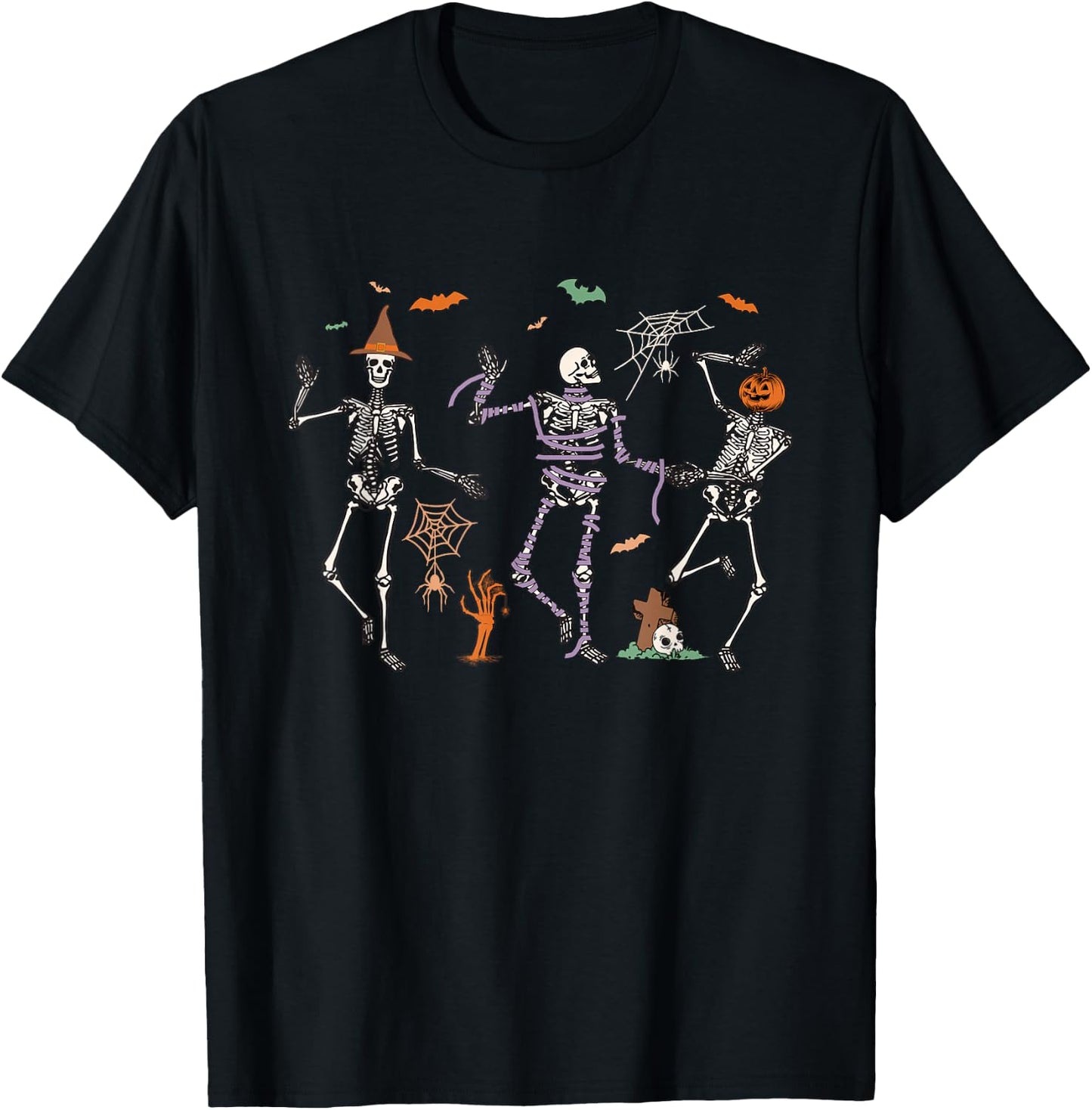Dancing Skeletons Dance Challenge Halloween T-Shirt - T-Shirt | Black