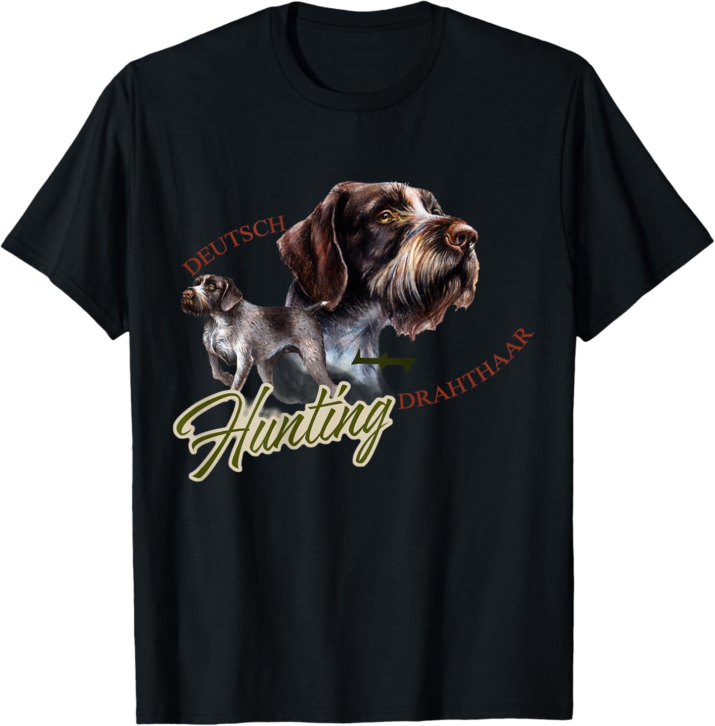 German Wirehaired Pointer Deutsch Drahthaar Back T-Shirt - T-Shirt | Black