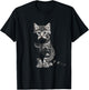 Cat Portrait Illustration Animal Art Graphic Motif Cat T-Shirt - T-Shirt | Black