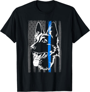 Thin Blue Line K9 Dog Law Enforcement Police Dog Policeman T-Shirt - T-Shirt | Black