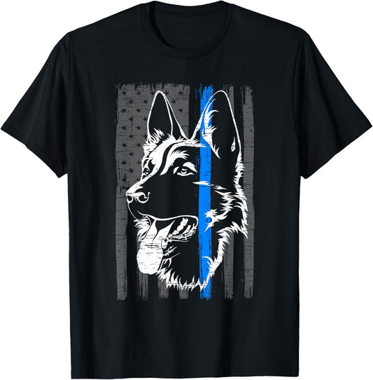 Thin Blue Line K9 Dog Law Enforcement Police Dog Policeman T-Shirt - T-Shirt | Black