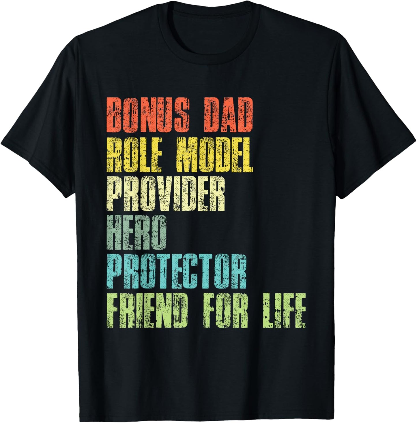Bonus Daddy Fathers Day Step Dad Husband Protector Hero T-Shirt - T-Shirt | Black