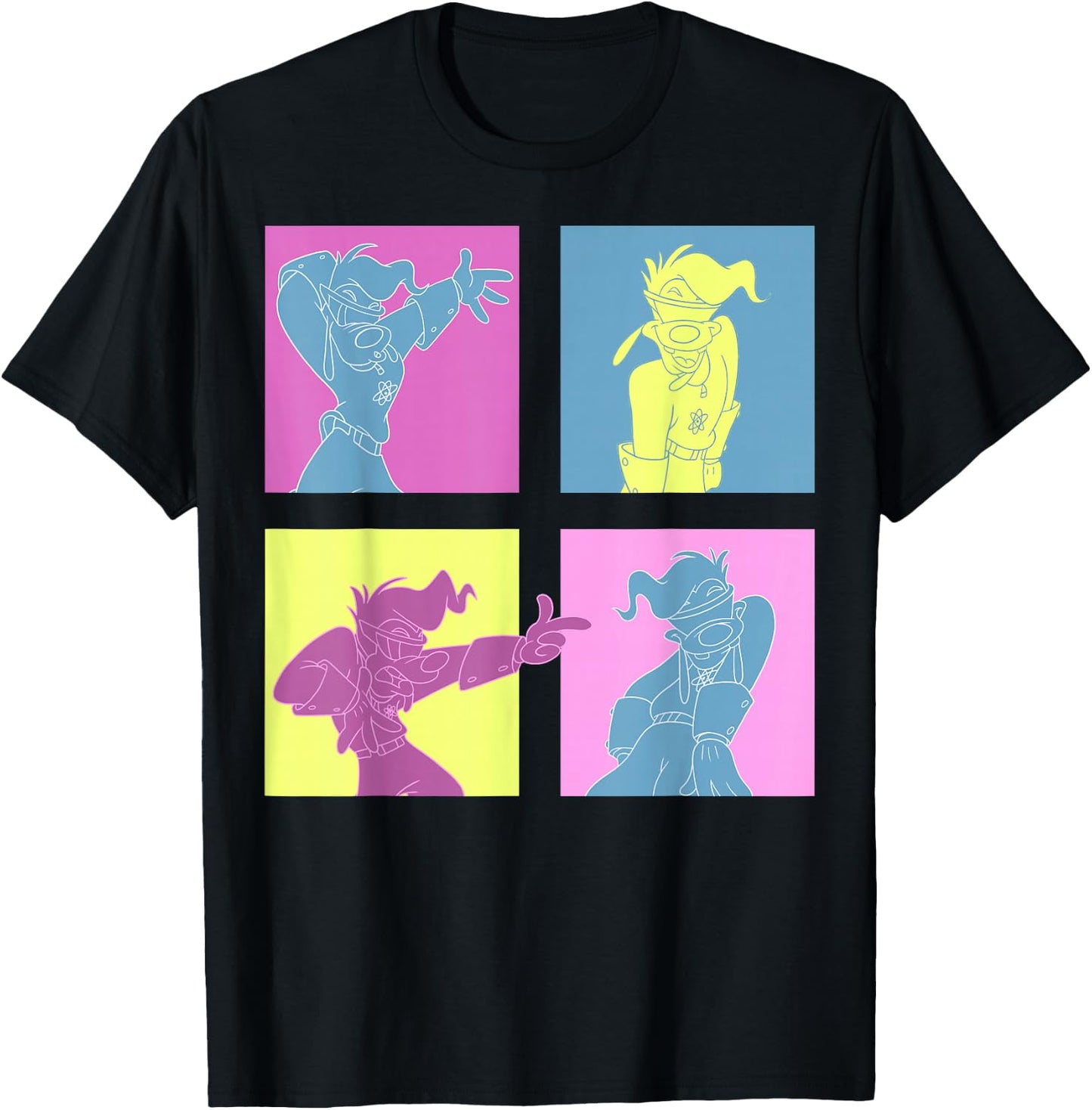 Disney Mickey and Friends Goofy Neon Panel Portrait T-Shirt - T-Shirt | Black