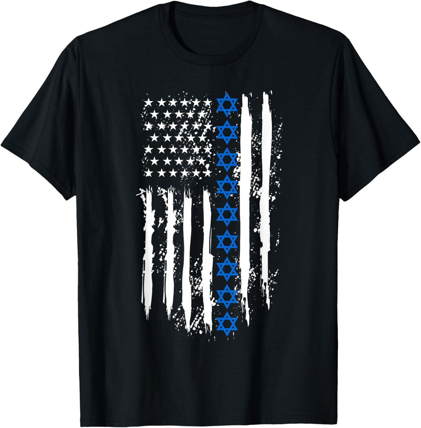 Israel Independence Star of David US American Flag Patriotic T-Shirt - T-Shirt | Black
