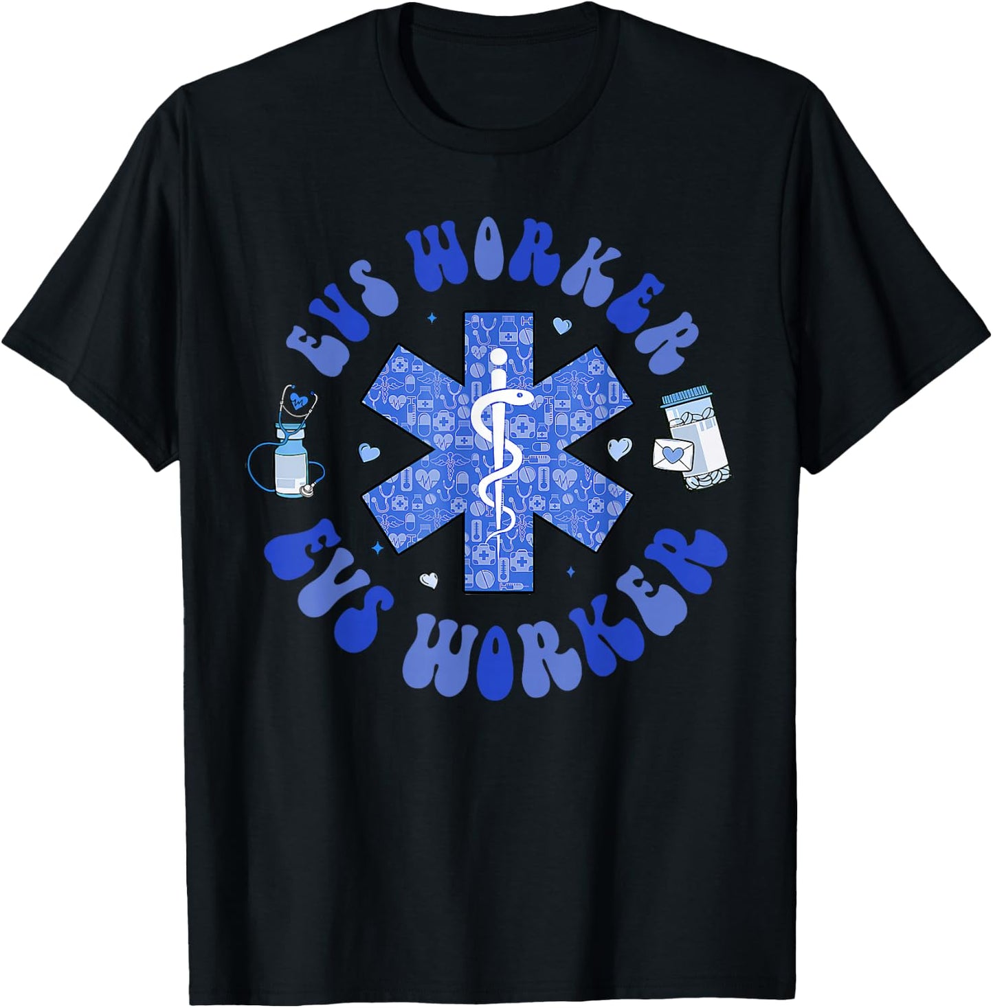 USA EVS Worker's day EVS Worker Appreciation WEEK Caduceus T-Shirt - T-Shirt | Black