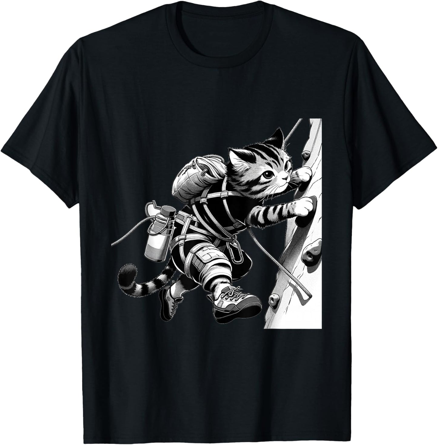 Adventure Cat Rock Climber - Cool Anime Style Climbing T-Shirt - T-Shirt | Black