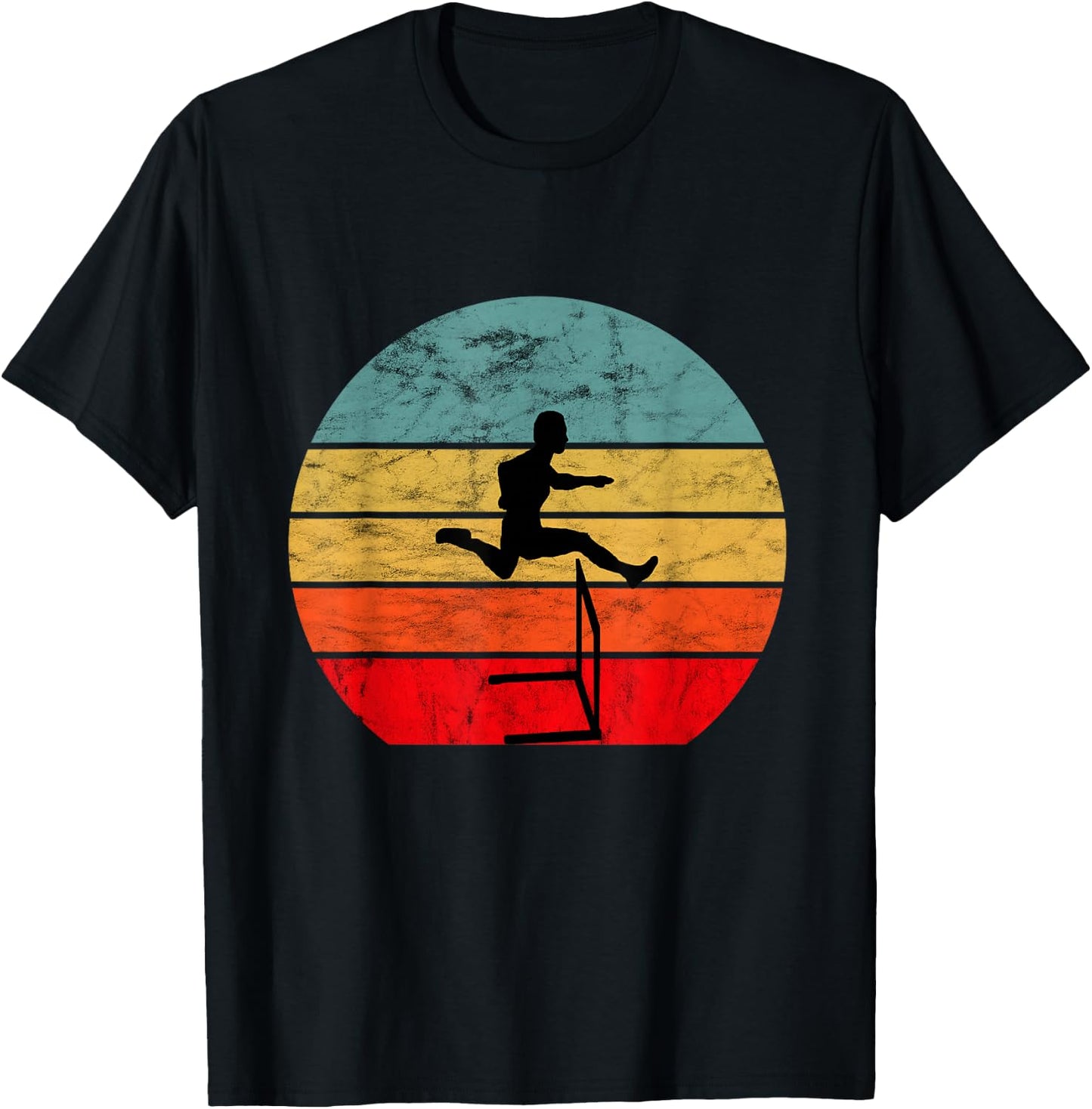 Hurdle Runner Retro Vintage Sunset Hurdle Run T-Shirt - T-Shirt | Black