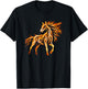 Horse Fire Orange Flame Pony Equine Animal Yellow T-Shirt - T-Shirt | Black