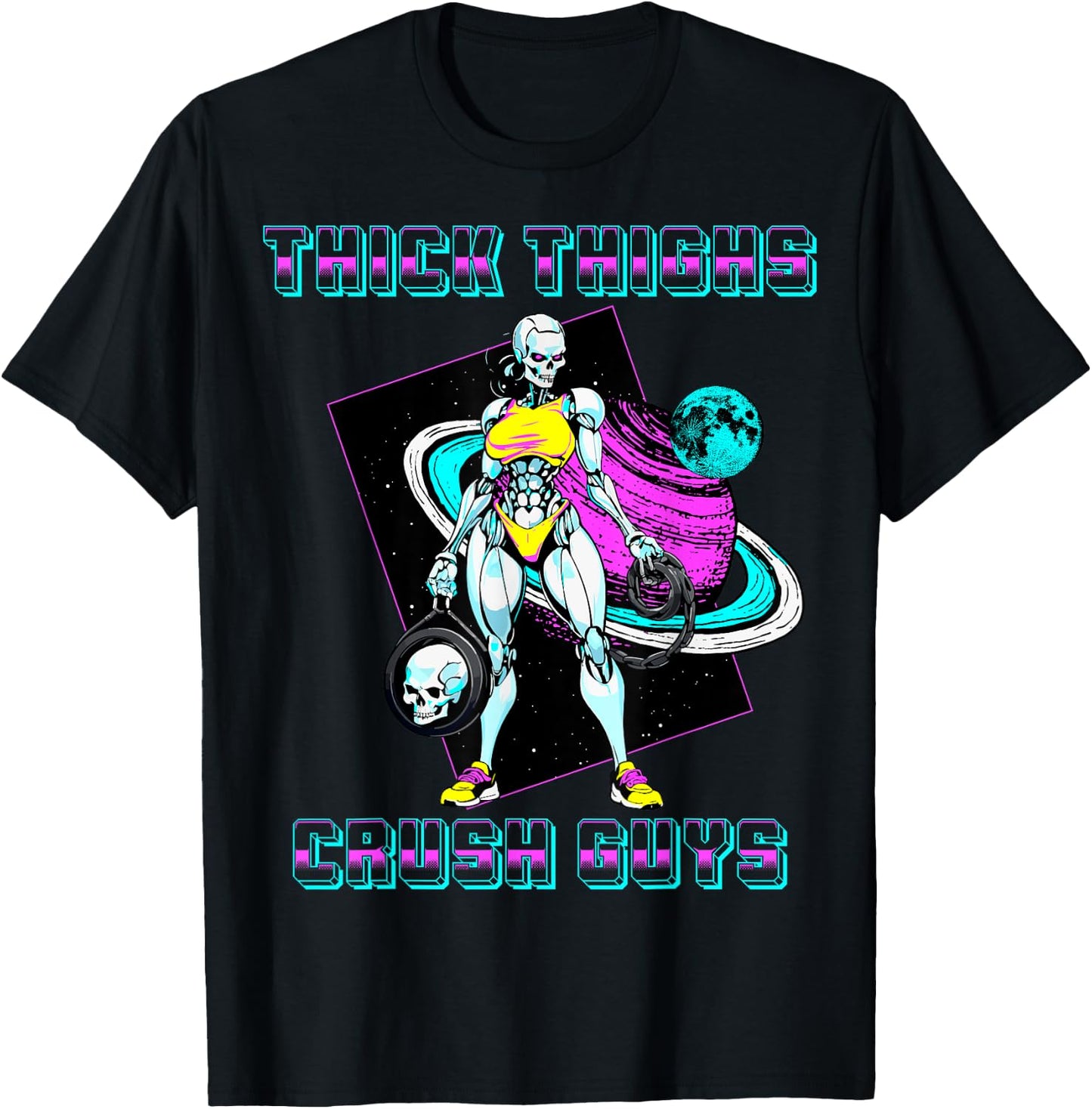 Thick Thighs Crush Guys Weightlifting Bodybuilding Gym T-Shirt - T-Shirt | Black