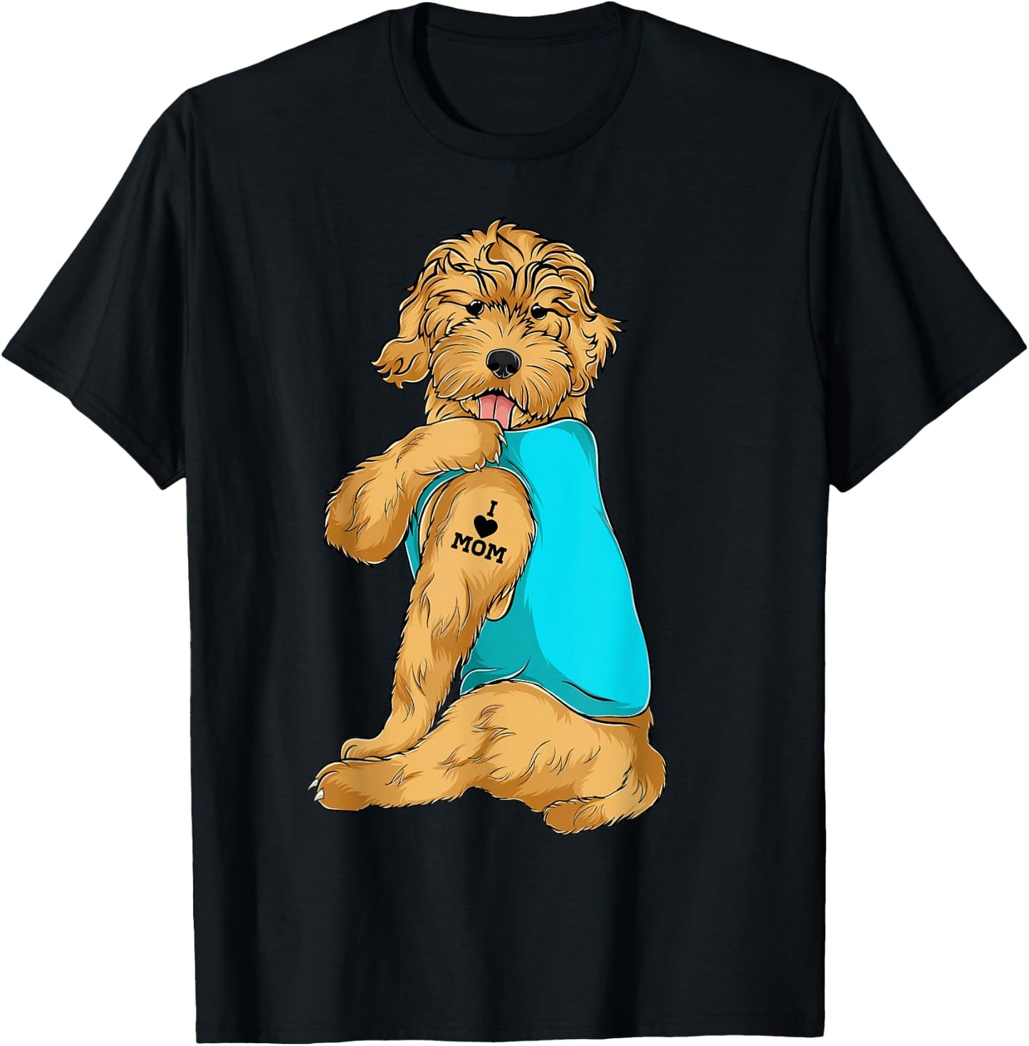 Goldendoodle I Love Mom Tattoo Apparel Dog Mom Gifts T-Shirt - T-Shirt | Black