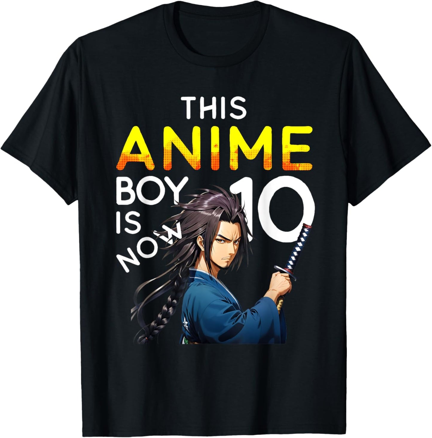 This Anime Boy Is Now 10 Years Old 10th Birthday Kawaii Kids T-Shirt - T-Shirt | Black
