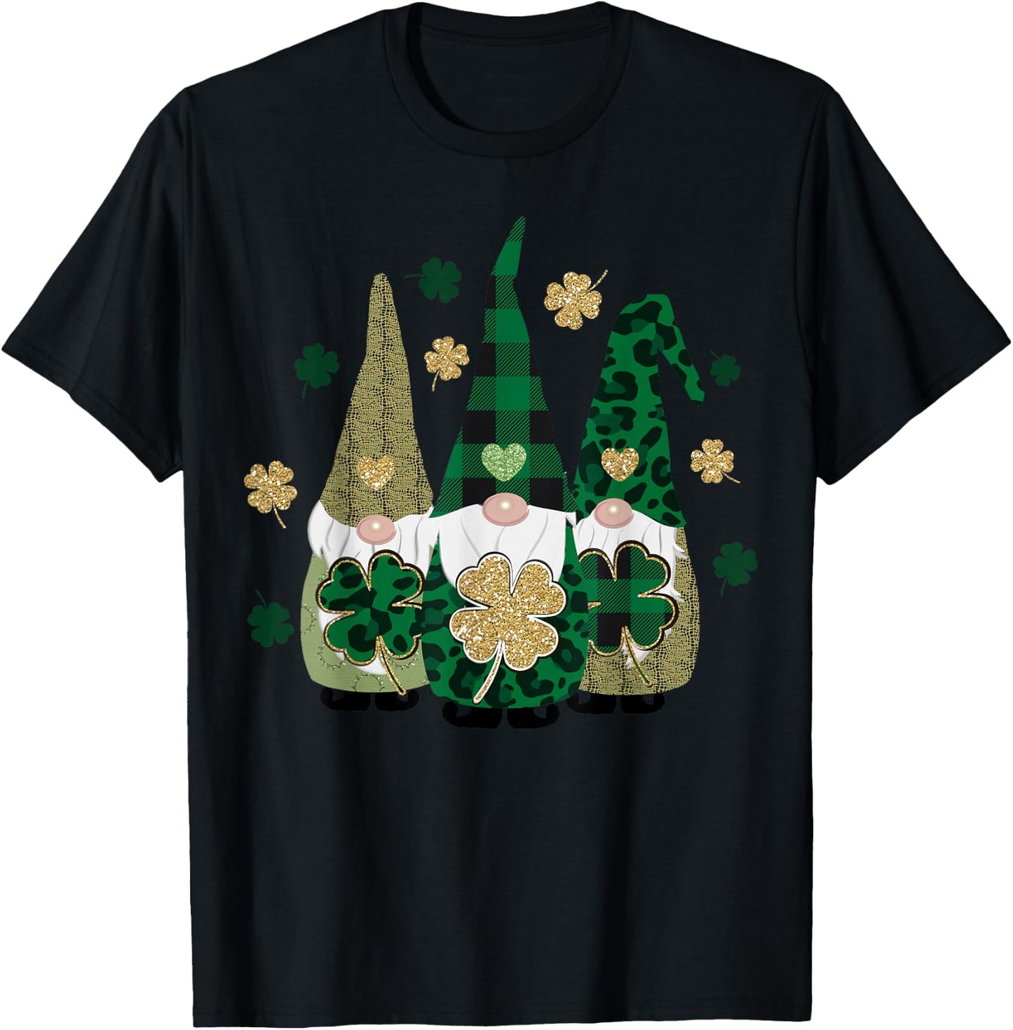 Irish Gnome St Patricks Day Shamrock Shirt Lucky Leprechauns T-Shirt - T-Shirt | Black