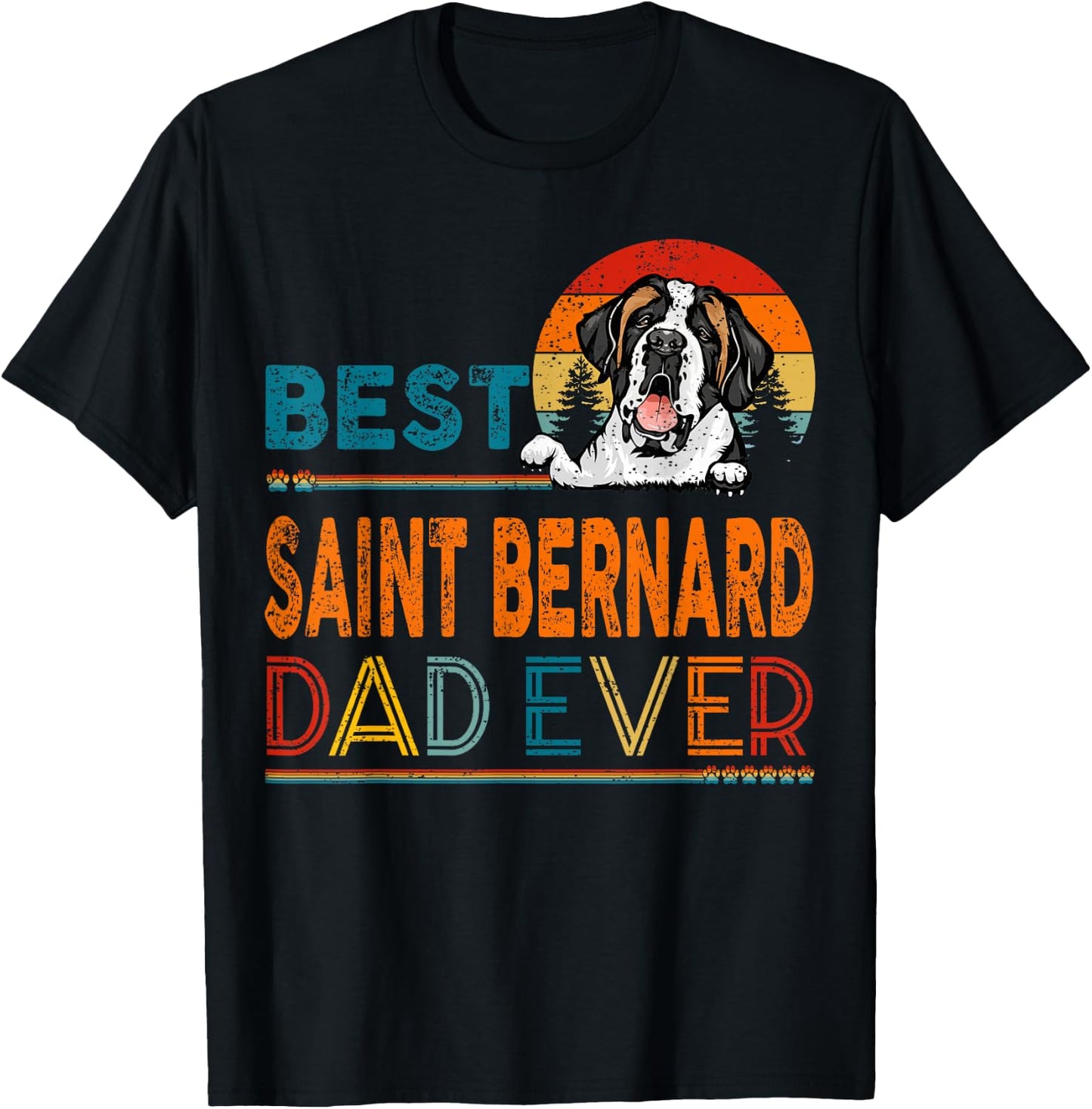 Best Saint Bernard Dad Ever Vintage Father's Day Dog Lover T-Shirt - T-Shirt | Black
