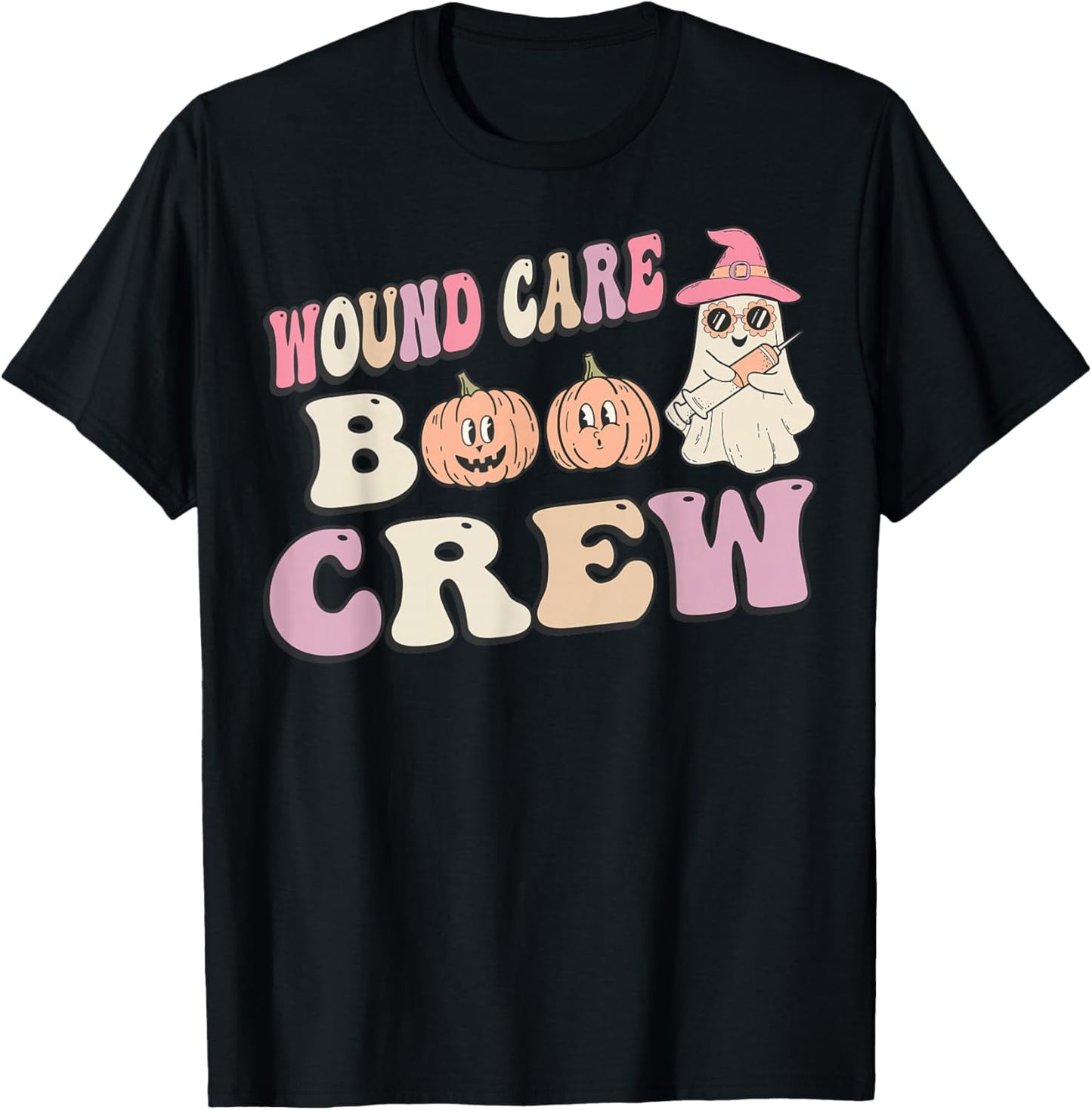 Groovy Boo Crew Wound Care Funny Ghost Halloween Nurse T-Shirt - T-Shirt | Black
