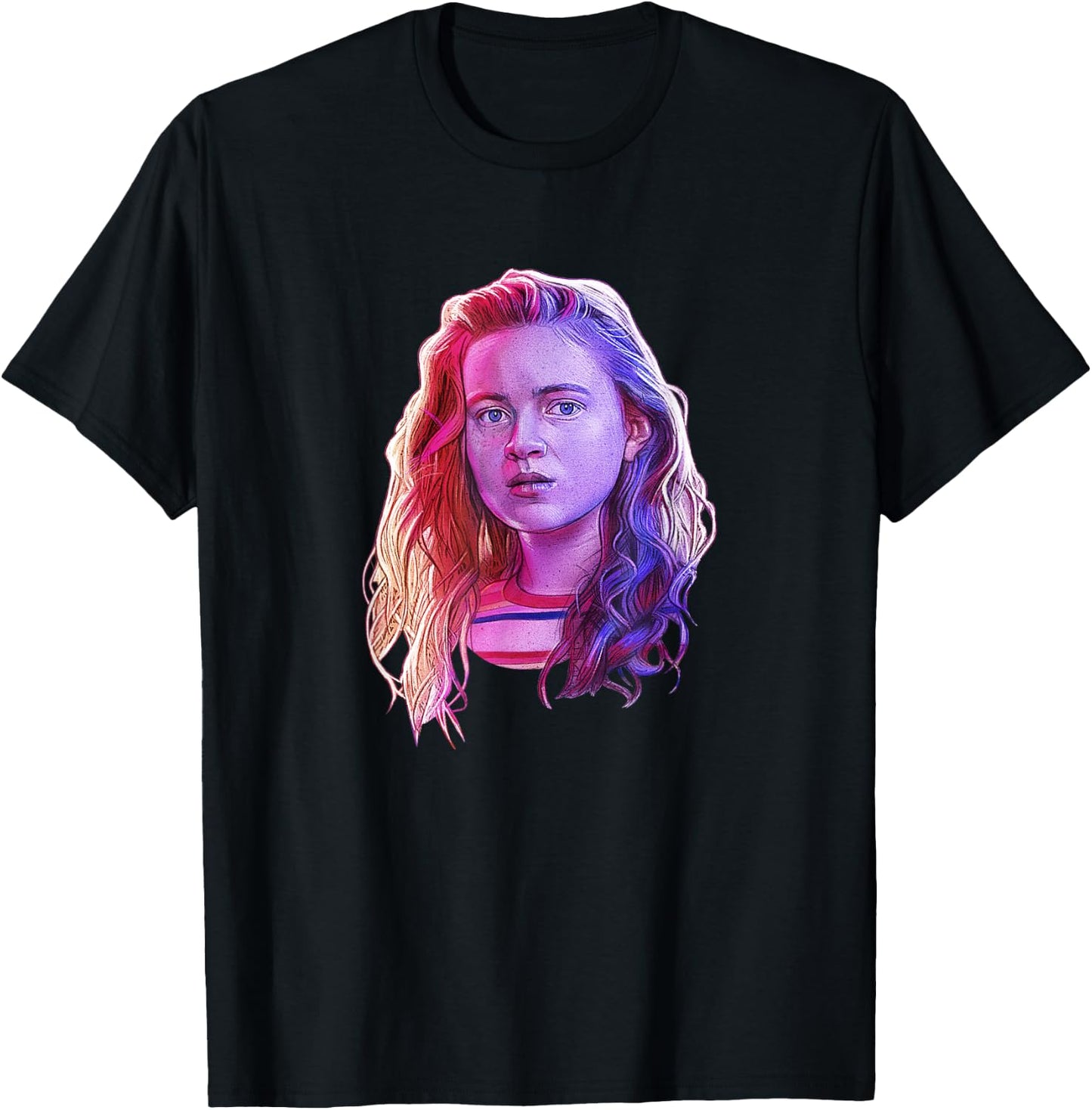 Stranger Things Max Large Rose Tone Portrait T-Shirt - T-Shirt | Black