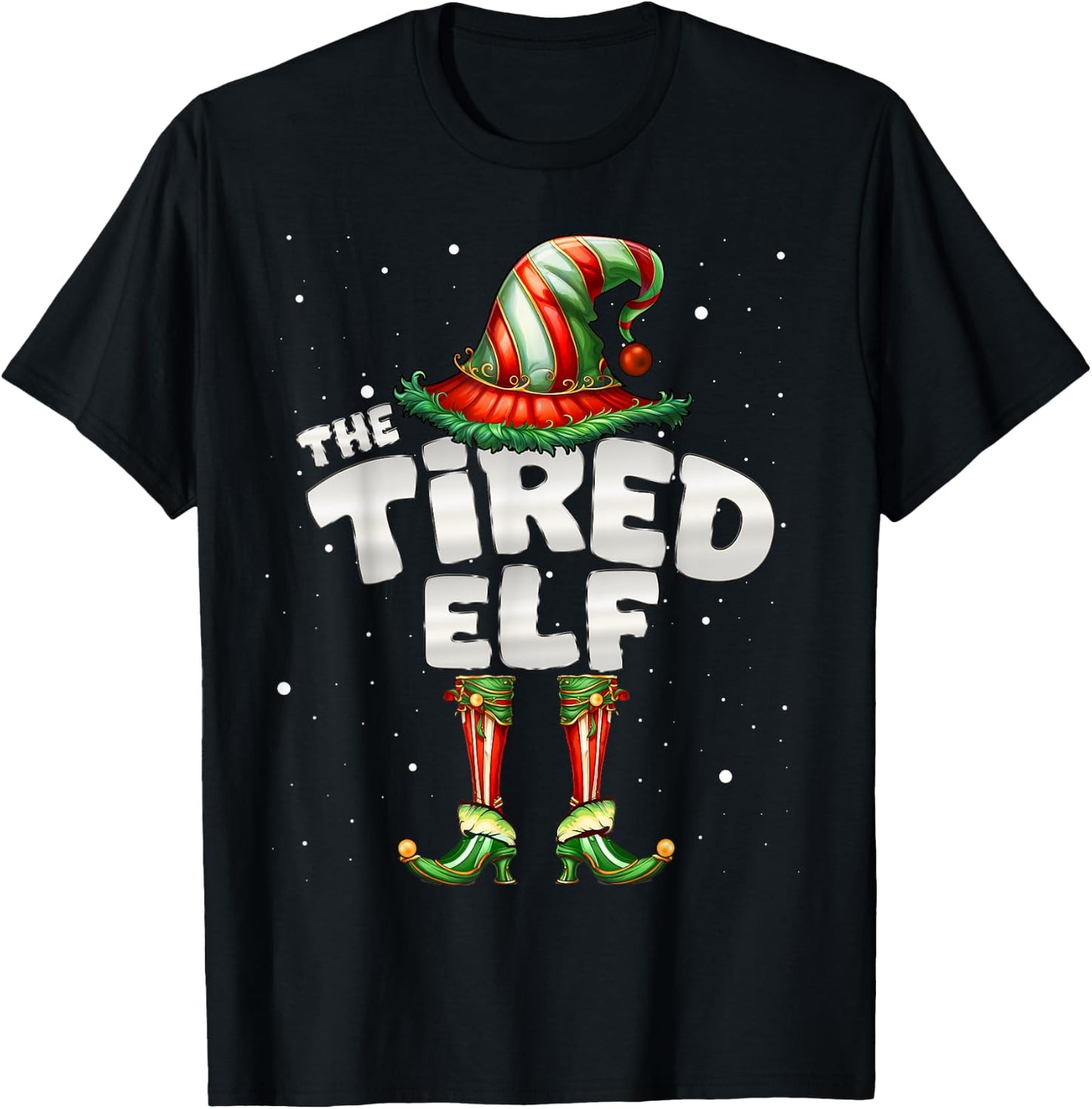 I'm The Tired Elf Family Matching Group Christmas T-Shirt - T-Shirt | Black
