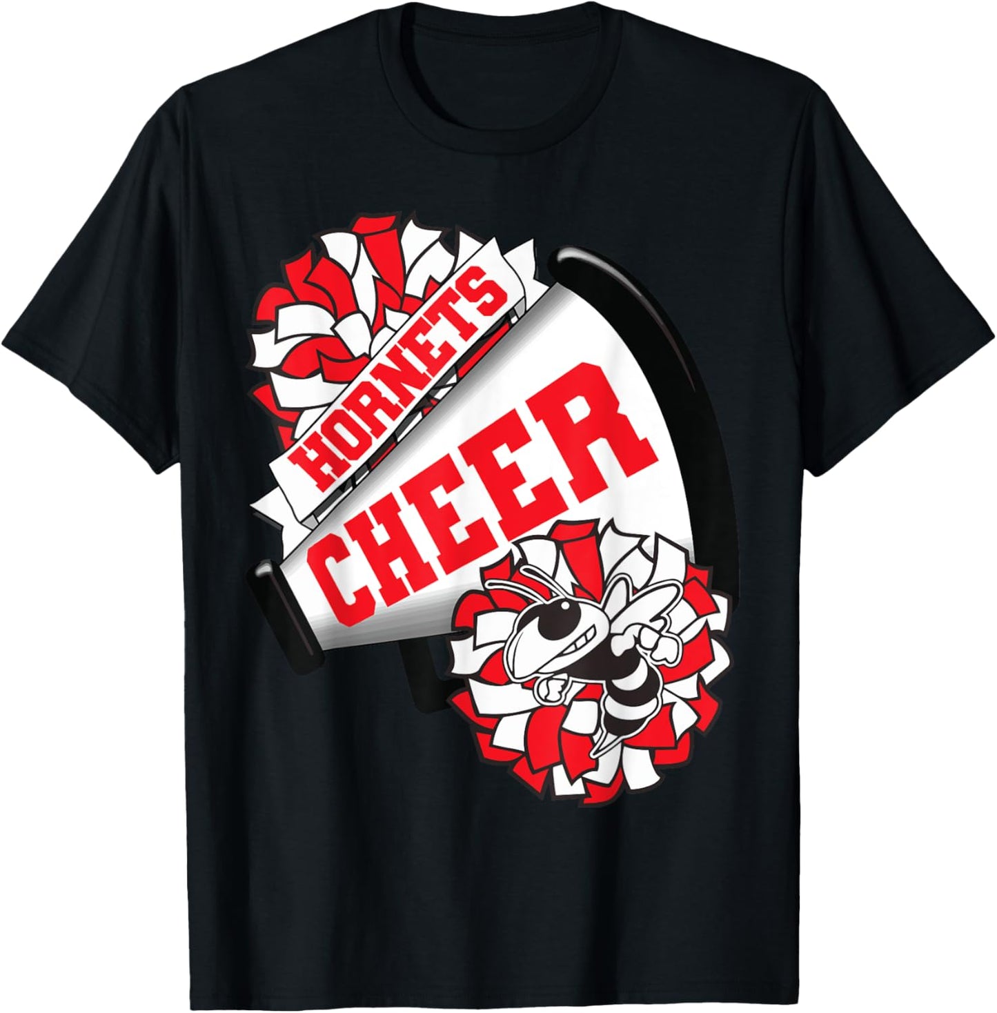 Hornets Cheer Back To School Cheerleading Spirit Red T-Shirt - T-Shirt | Black