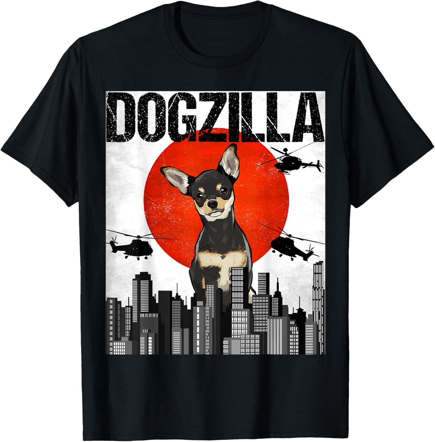Funny Vintage Japanese Dogzilla Black Chihuahua T-Shirt - T-Shirt | Black