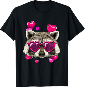 Valentine Raccoon Shirt Trash Panda Heart Raccoon Lover T-Shirt - T-Shirt | Black