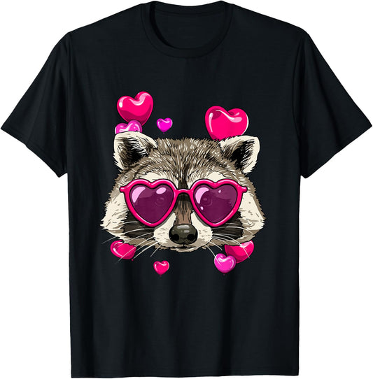 Valentine Raccoon Shirt Trash Panda Heart Raccoon Lover T-Shirt - T-Shirt | Black