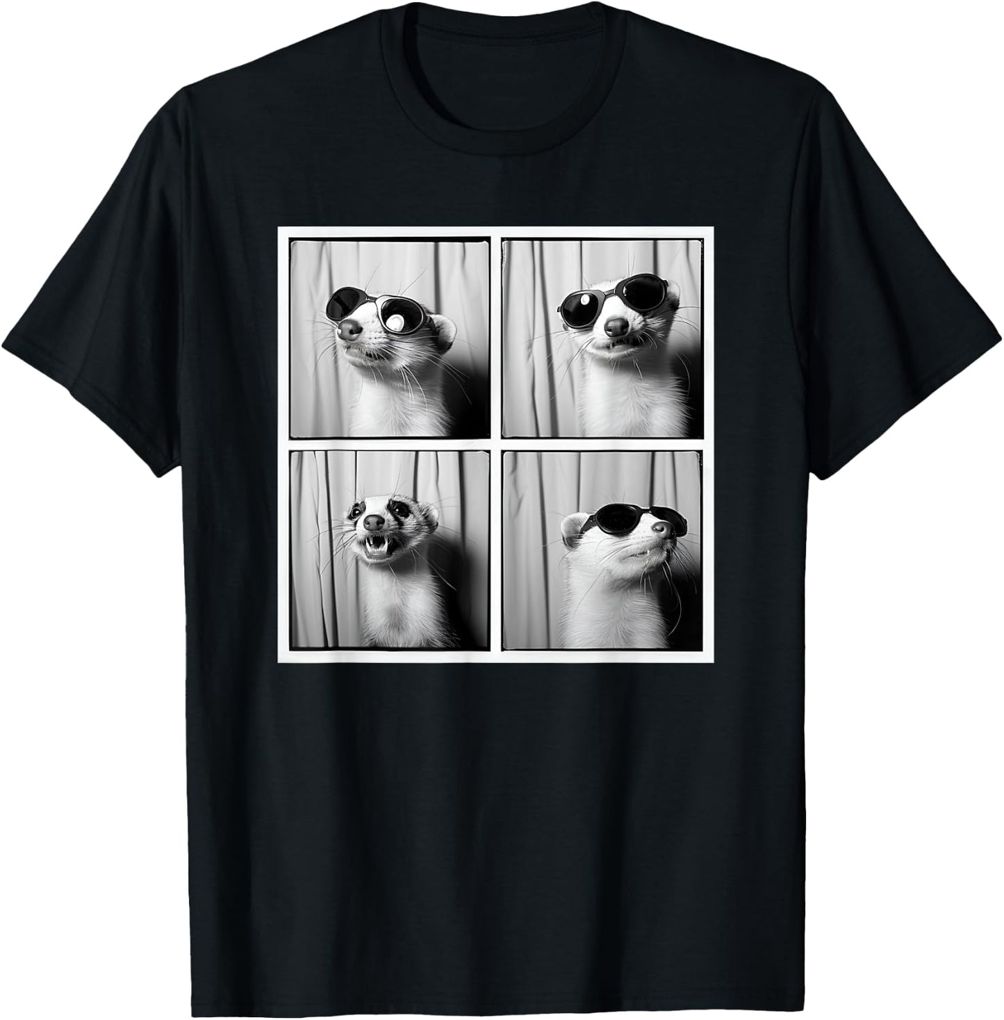 Ferret Face Photobooth Love Ferrets Mom Funny Ferret Dad T-Shirt - T-Shirt | Black