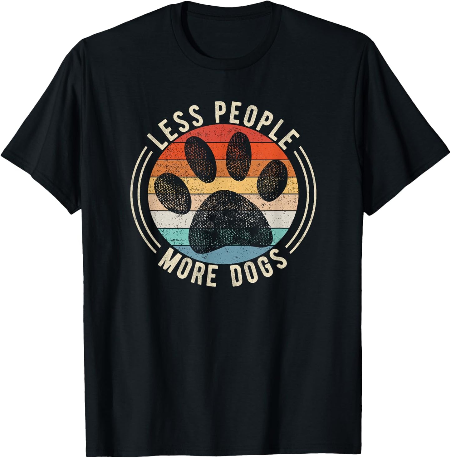 Vintage Retro Funny Sayings Dog Lover Less People More Dogs T-Shirt - T-Shirt | Black