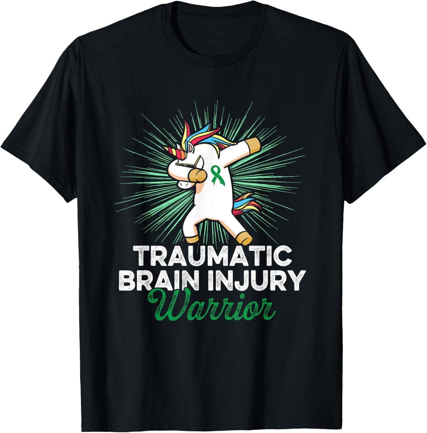 Traumatic Brain Injury Survivor Unicorn TBI Warrior T-Shirt - T-Shirt | Black