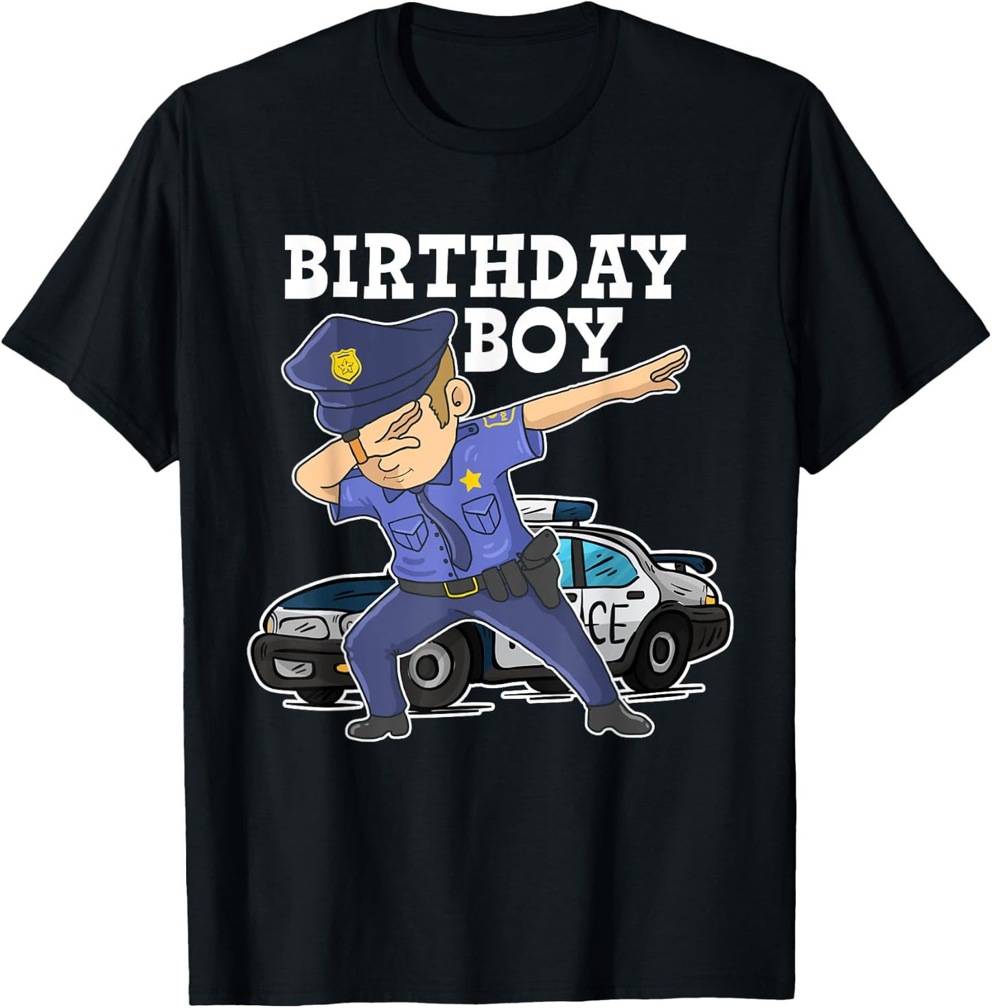 Birthday Boy Police Officer Cop Dab Design For Birthday Boy T-Shirt - T-Shirt | Black