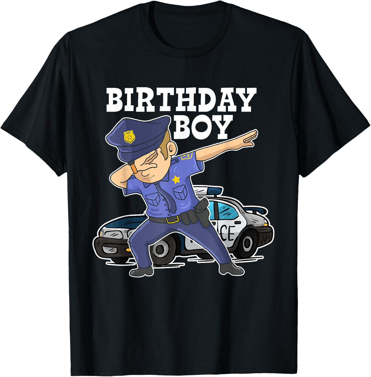 Birthday Boy Police Officer Cop Dab Design For Birthday Boy T-Shirt - T-Shirt | Black
