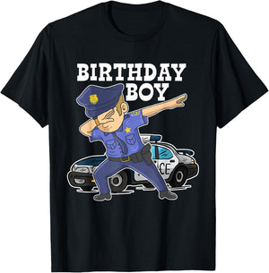 Birthday Boy Police Officer Cop Dab Design For Birthday Boy T-Shirt - T-Shirt | Black