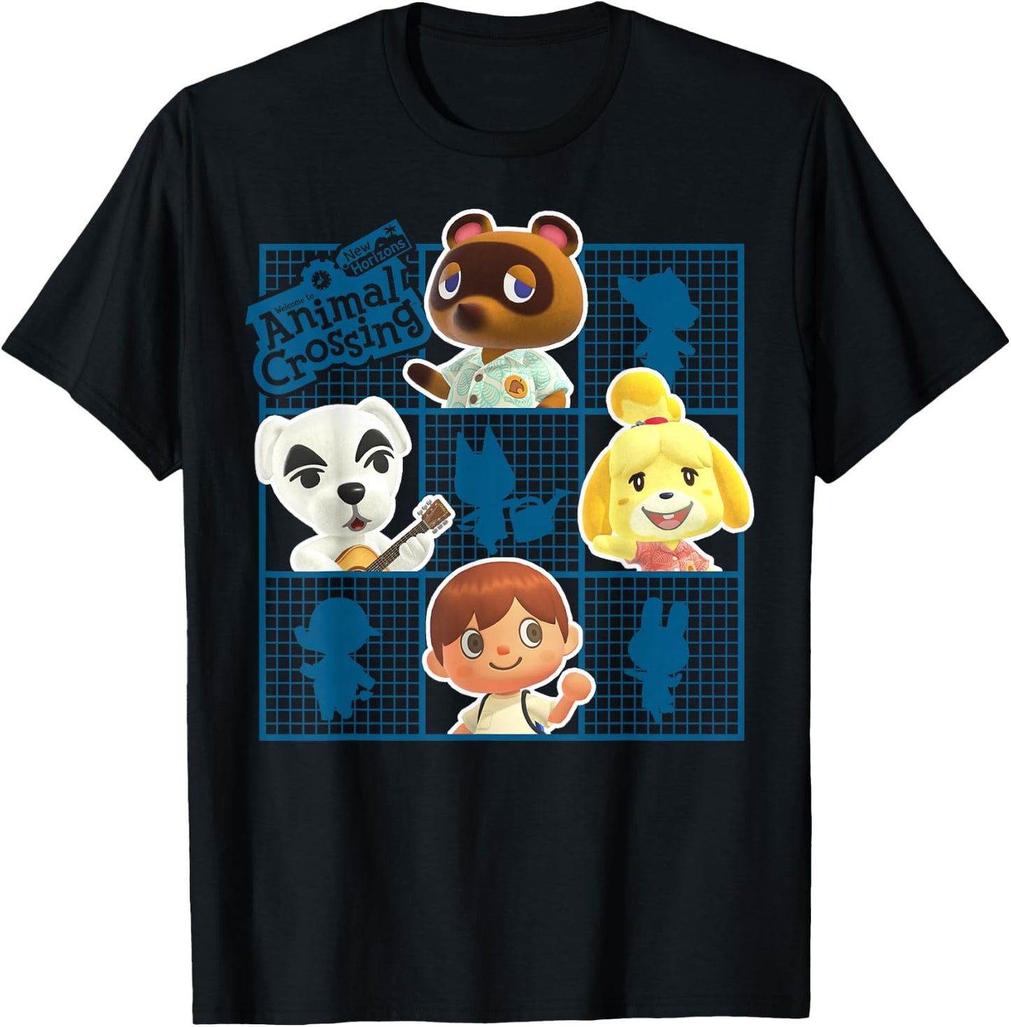 Animal Crossing: New Horizons Group Shot Character Grid T-Shirt - T-Shirt | Black