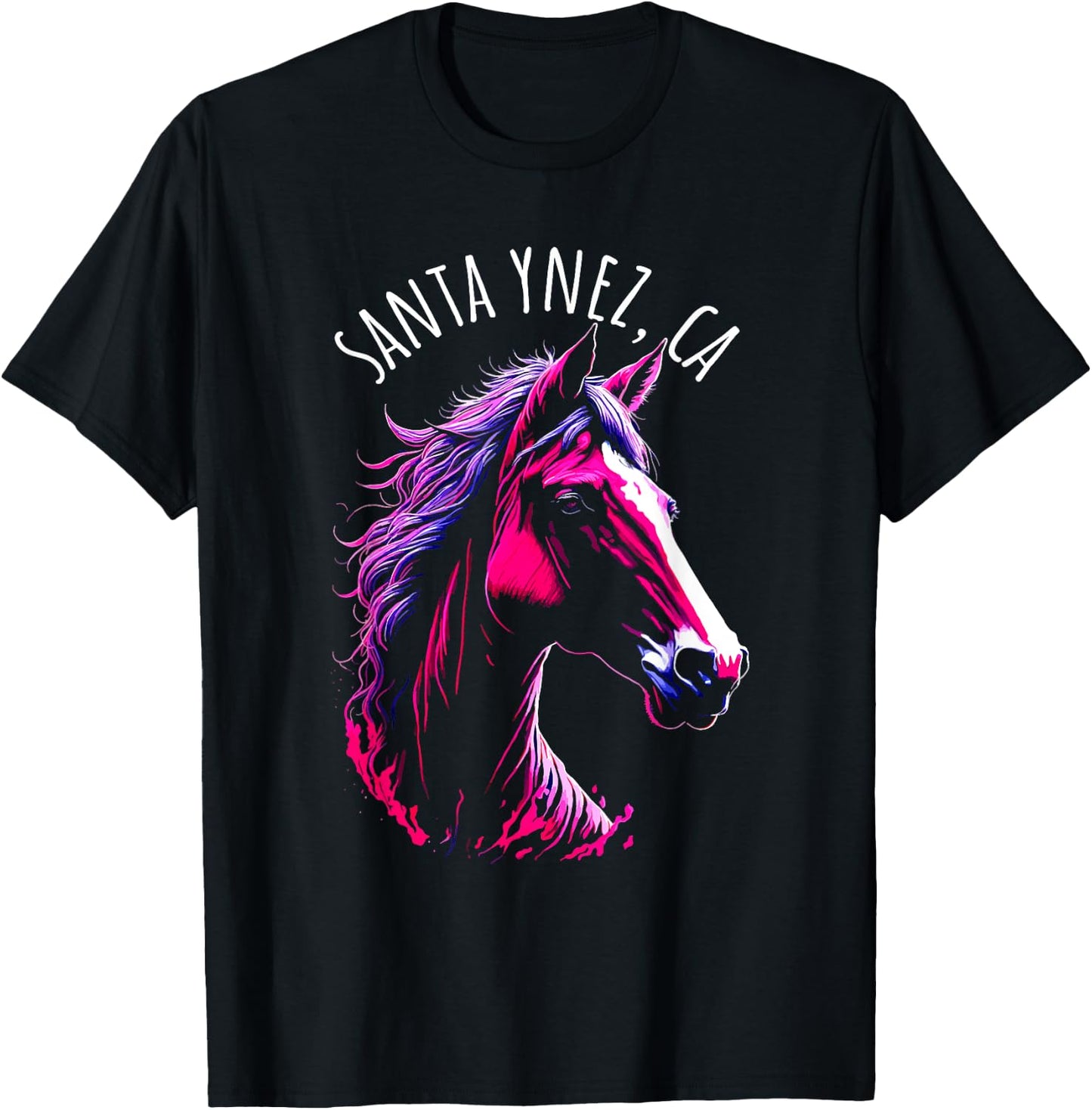 Santa Ynez California USA Equestrian Horse Design T-Shirt - T-Shirt | Black