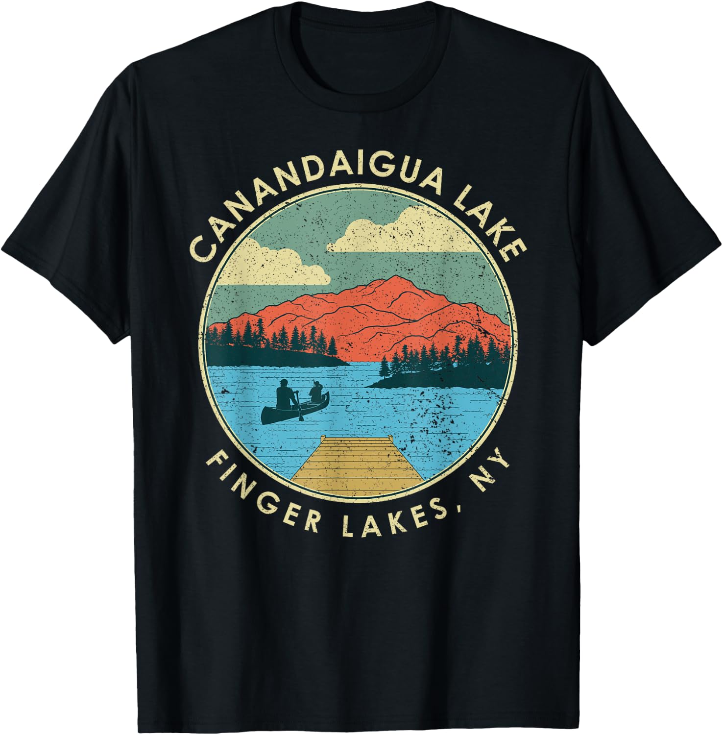 Finger Lakes NY New York Canandaigua Lake T-Shirt - T-Shirt | Black