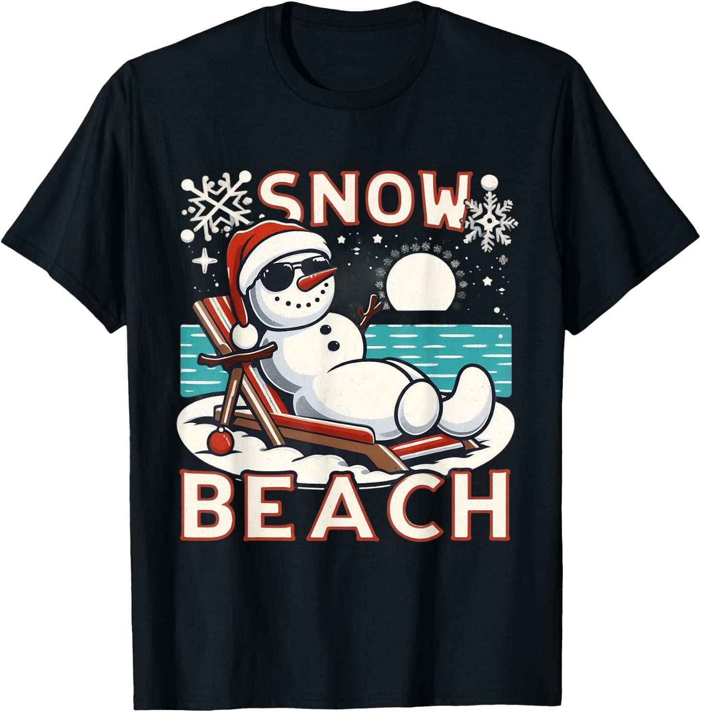 Snow Beach - Relaxing Vacation Winter Holiday T-Shirt - T-Shirt | Black