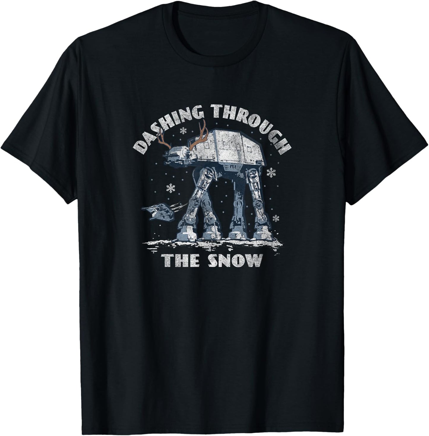 Star Wars Christmas AT-AT Walker Dashing Through The Snow T-Shirt - T-Shirt | Black