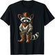 Vintage Raccoon Cowboy Funny Trash Cat Panda Western Country T-Shirt - T-Shirt | Black