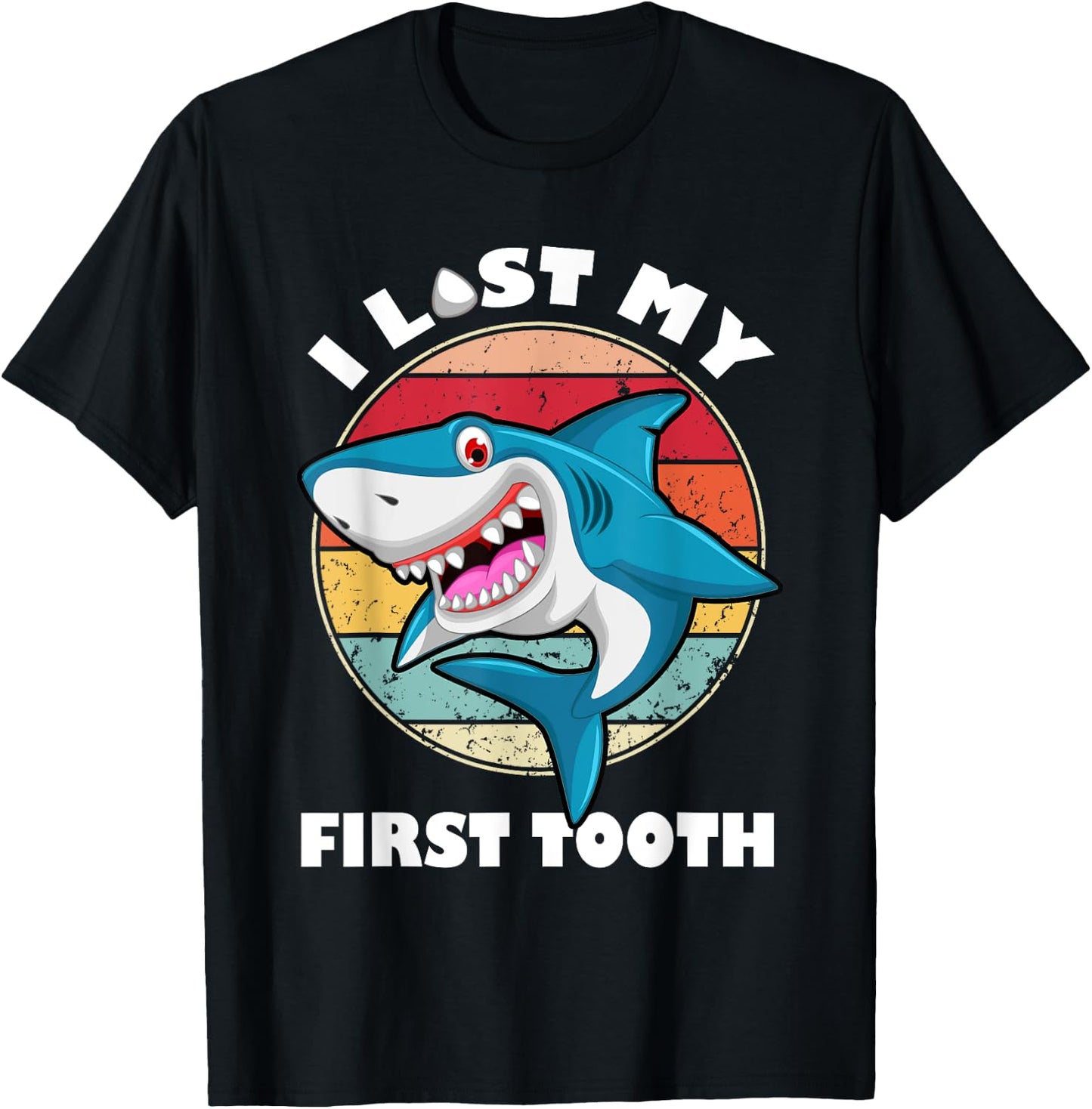 Funny Tooth Vintage Shark I Lost My First Tooth Kids T-Shirt - T-Shirt | Black