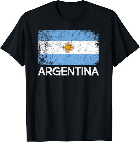 Argentinian Flag | Vintage Made In Argentina Gift T-Shirt - T-Shirt | Black
