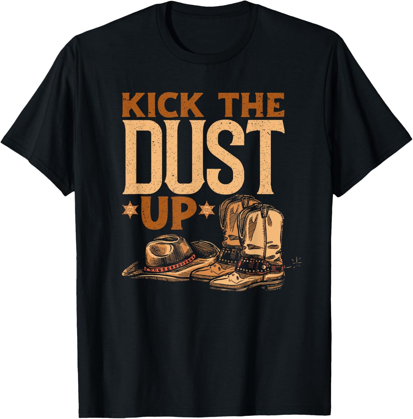 Kick The Dust Up - Vintage Cowboys Western Line Dancing T-Shirt - T-Shirt | Black