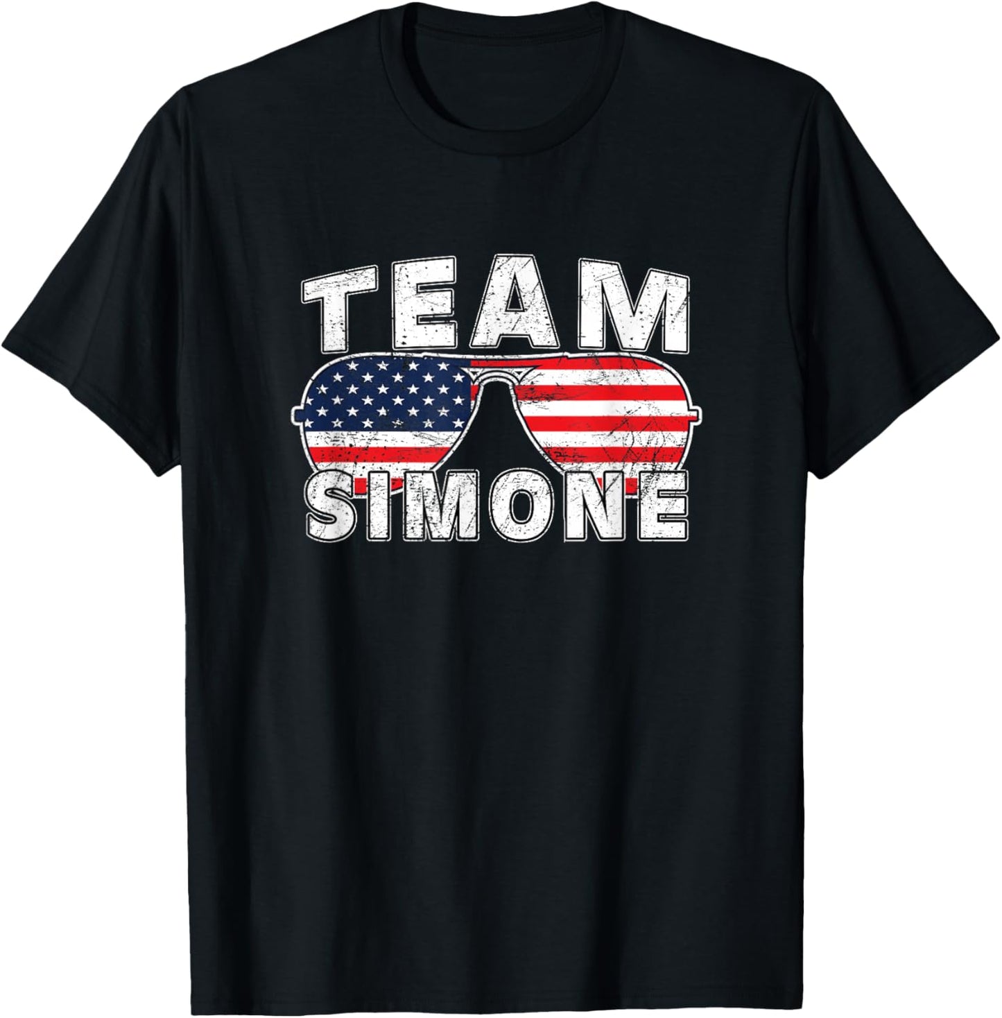Team Simone Shirt USA Flag Sunglasses Support Vintage Style T-Shirt - T-Shirt | Black