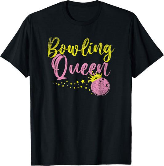 Bowling Queen Women Athletes Ladies Gift Bowling T-Shirt - T-Shirt | Black