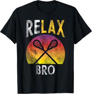 Relax Bro Funny Lacrosse Sayings Lax Player Coach Team Gift T-Shirt - T-Shirt | Black