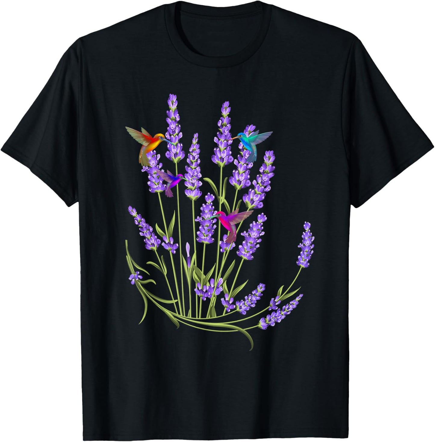 Hummingbird Playing With Flowers Funny Humming Bird Lovers T-Shirt - T-Shirt | Black