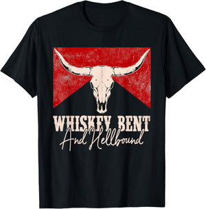 Whiskey Bent And Hellbound Graphic Western Cactus Deserts T-Shirt - T-Shirt | Black