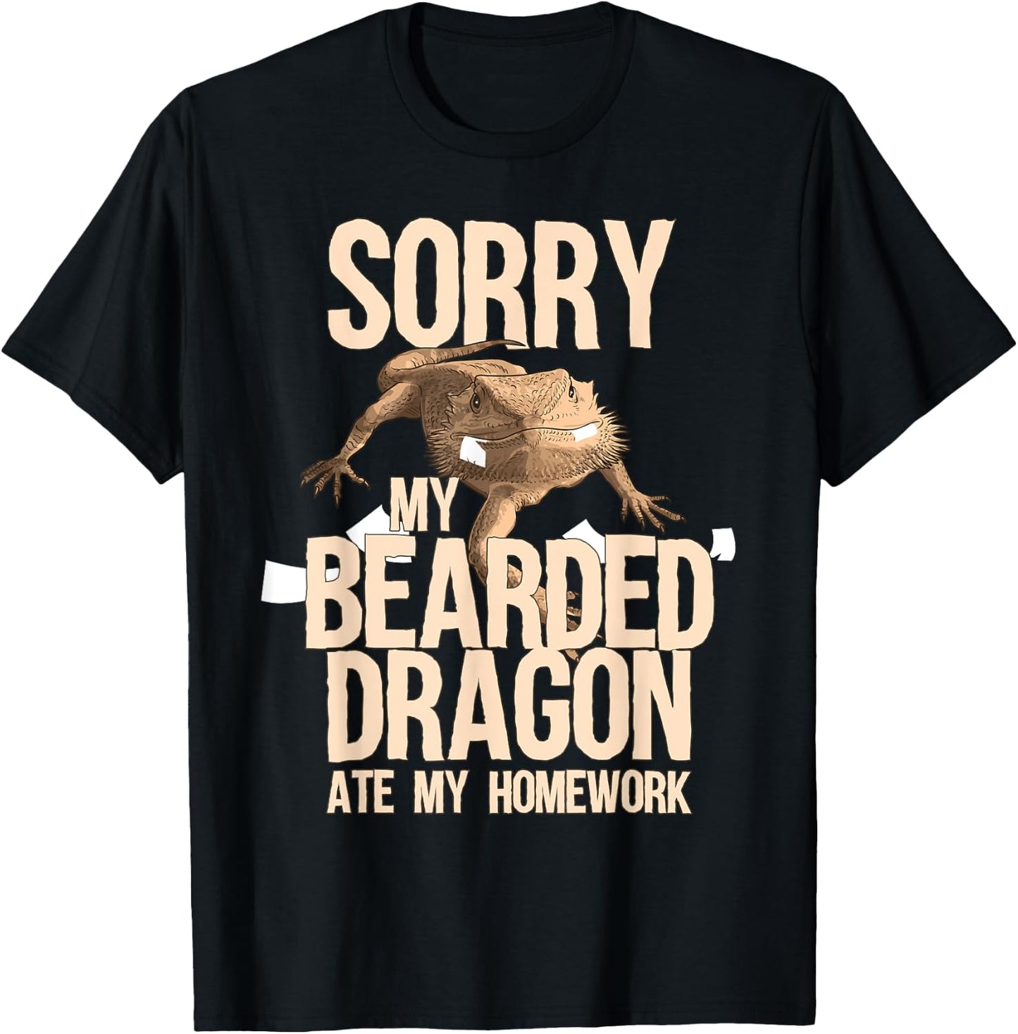 Funny Bearded Dragon Gift Men Women Kid Cool Homework Gag T-Shirt - T-Shirt | Black